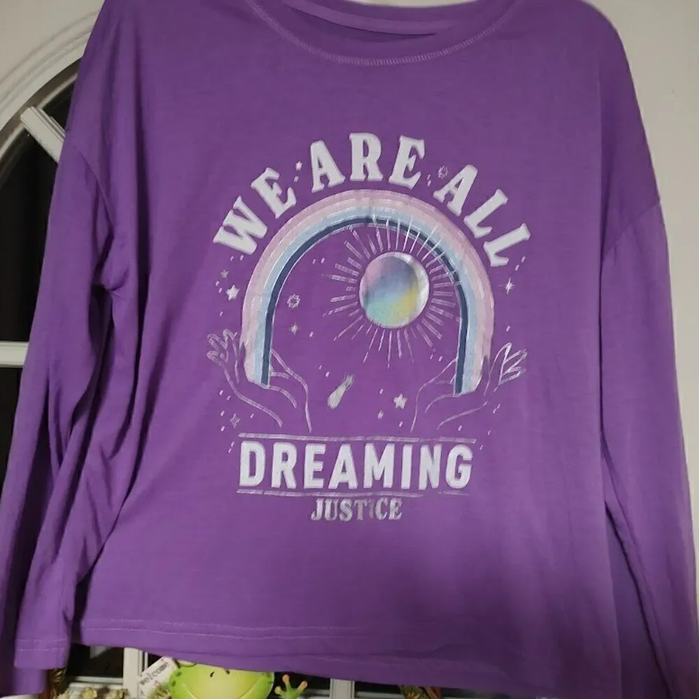 New Justice Purple Celestial Long Sleeve Pajama Top Size Girl's XL 16/18